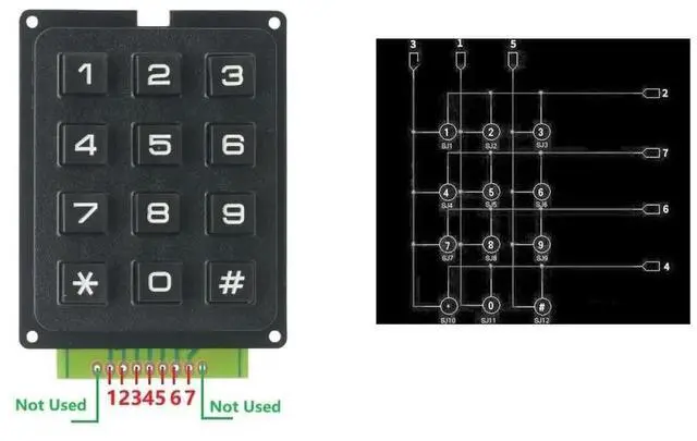 Main image of 1PCS 4 x 3 Matrix Array 12 Keys 4*3 Switch Keypad Keyboard Module for keypad Module