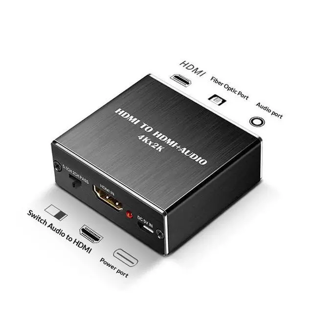 Alt view image 2 of 6 - 4K 2K Video Extractor HDMI-Compatible To 3.5MM Audio Converter SPDIF Optical TOSLINK Stereo Out Splitter Adapter