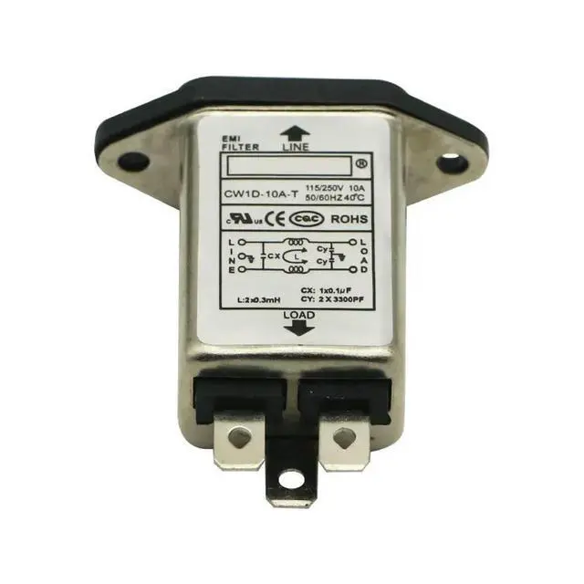 Alt view image 3 of 6 - 1x AC115V-250V 10A 50/60Hz IEC Socket Panel Mount Power Line EMI RFI Filter Suppressor Power Line Noise Filter For Board
