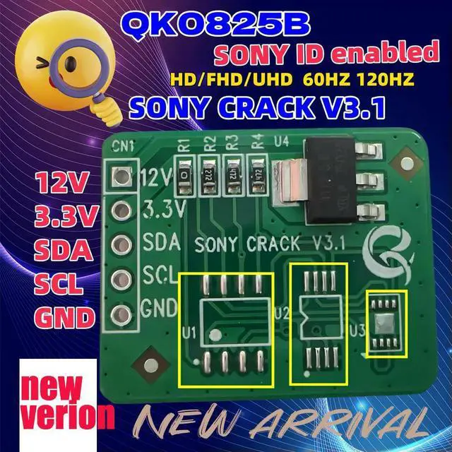 Main image of QK0825B decoding board for ID enabled HD/FHD/UHD 60HZ 120HZ CRACK V3.1 12V