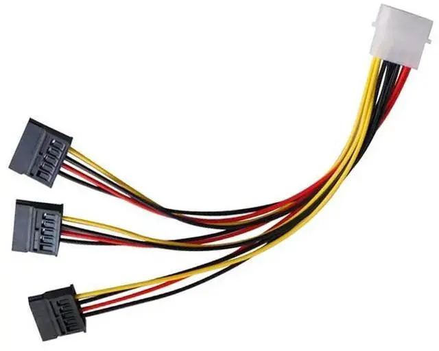 Main image of SATA Adapter Cable IDE 4Pin Male To 3 Port SATA Female Splitter Hard Drive Power Supply Cable SATA Cable 22cm