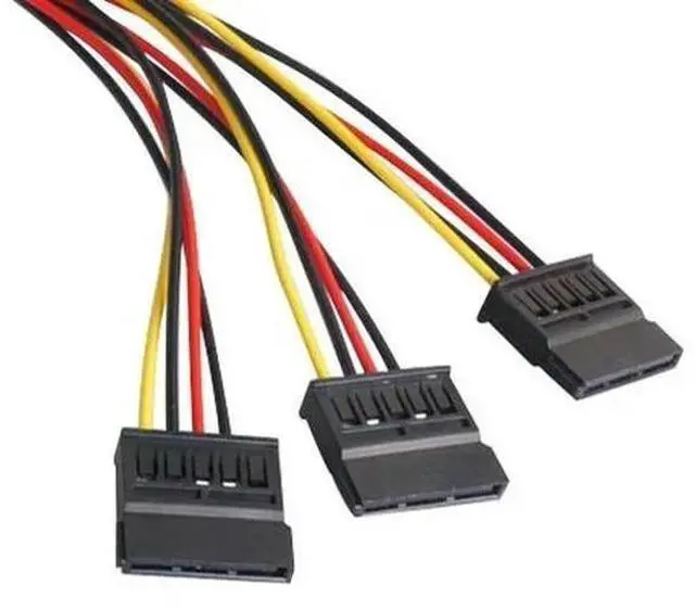 Alt view image 3 of 3 - SATA Adapter Cable IDE 4Pin Male To 3 Port SATA Female Splitter Hard Drive Power Supply Cable SATA Cable 22cm