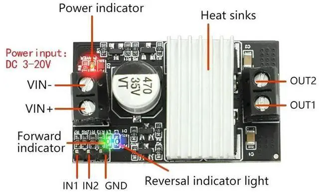 Main image of 10A high-power DC motor drive module forward and reverse PWM speed regulation dimming wide voltage high current DC3-20V