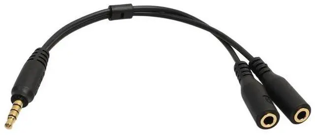 Main image of Universal 3.5mm Stereo Audio Male To 2 Female Headphone Microphone TRRS Y Splitter Cable Adapter Audio Adapter Cable