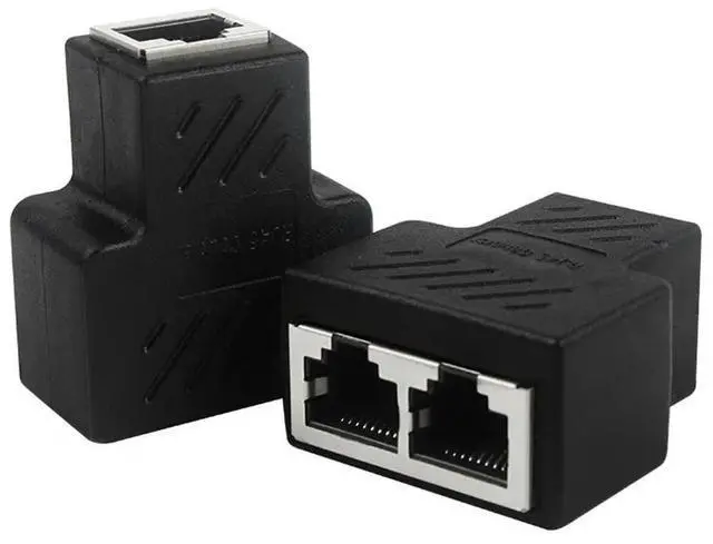 Main image of Black Ethernet Adapter Lan Cable Extender Splitter for Internet Connection Cat5 RJ45 Splitter Coupler Contact Modular Plug