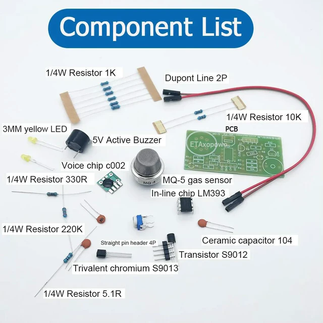 Alt view image 2 of 3 - DIY electronic kit MQ-5 gas detection alarm circuit learning soldering project
