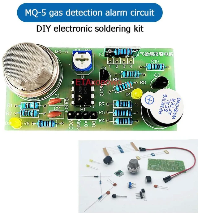 Main image of DIY electronic kit MQ-5 gas detection alarm circuit learning soldering project