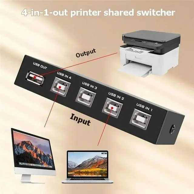 Alt view image 2 of 3 - USB 2.0 Printer Sharing Device For PC Computer
