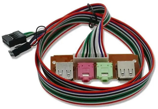 Alt view image 3 of 3 - PC Computer USB Port Audio Headset Microphone Cable Support Front Panel