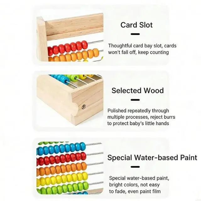 Alt view image 4 of 6 - Children Wooden Abacus Math Counting Toy With Number Cards Math Operations Table For Kids Preschooler Early Education