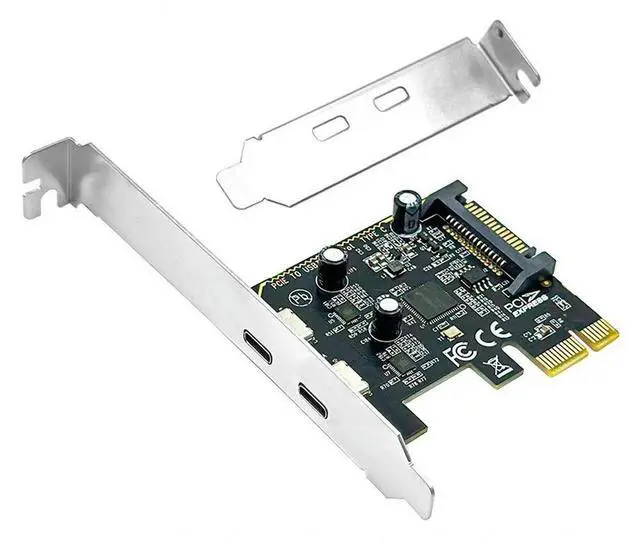 Main image of PCIE To Dual Type C Expansion Card PCI Express X1 To 2Port TYPE-C USB 3.2 GEN1 5Gbps Convert Card Riser ASM1042 Chip for Desktop