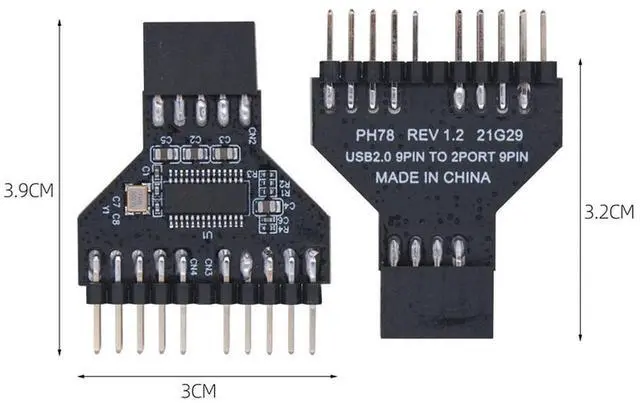 Alt view image 3 of 3 - USB 2.0 9 Pin Splitter Motherboard USB 9Pin Header 1 to 2 Extension Adapter 9-Pin USB HUB USB2.0 Connectors for RGB Lamp Fan