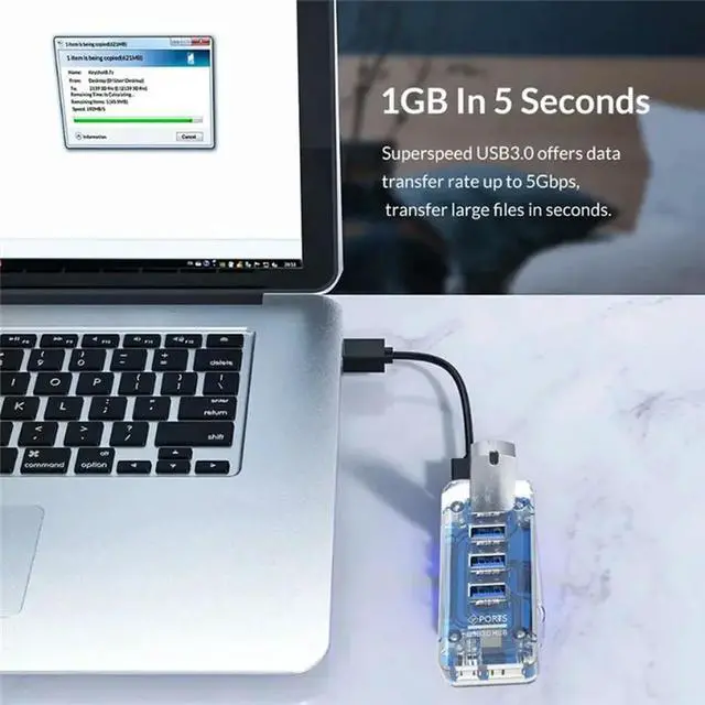 Alt view image 2 of 3 - YM-4XUSB3.0 Splitter HUB Laptop Desktop Computer Hub Multi-Port USB Docking Station Adapter Splitter Durable ,Rectangular Model