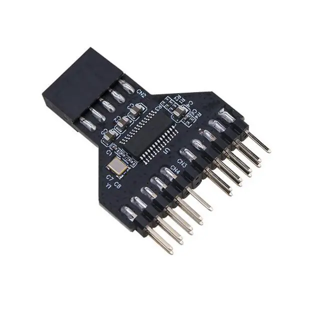 Alt view image 2 of 3 - USB 2.0 9 Pin Splitter Motherboard USB 9Pin Header 1 to 2 Extension Adapter 9-Pin USB HUB USB2.0 Connectors for RGB Lamp Fan