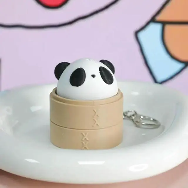 Alt view image 5 of 6 - Funny Pandas Keychain With Slow Rebounds Resins Chain Toy Decoration For Office And School