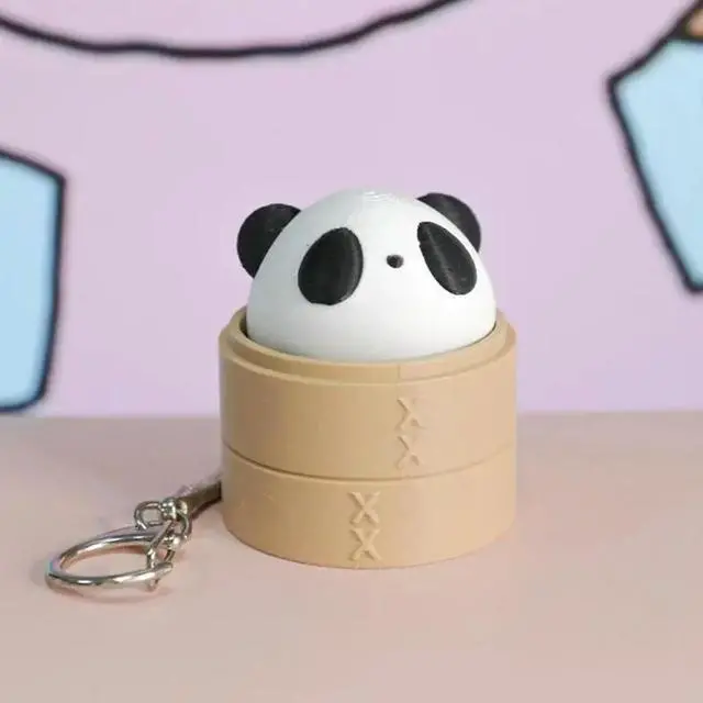 Alt view image 6 of 6 - Funny Pandas Keychain With Slow Rebounds Resins Chain Toy Decoration For Office And School