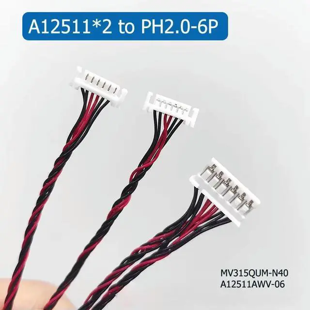 Main image of LCD backlight cable for MV315QUM-N40 A12511AWV-06 terminal A12511*2 to PH2.0-6P