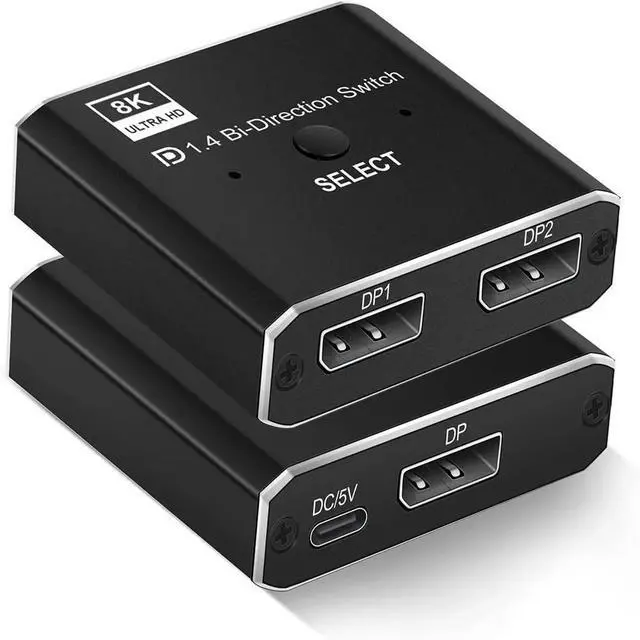 Main image of 2X1 1X2 Displayport Bi-Direction Switch 8K@60Hz 4K@120Hz Manual DP Bidirectional Switcher 2 in 1 Out for PC Monitor Projector TV
