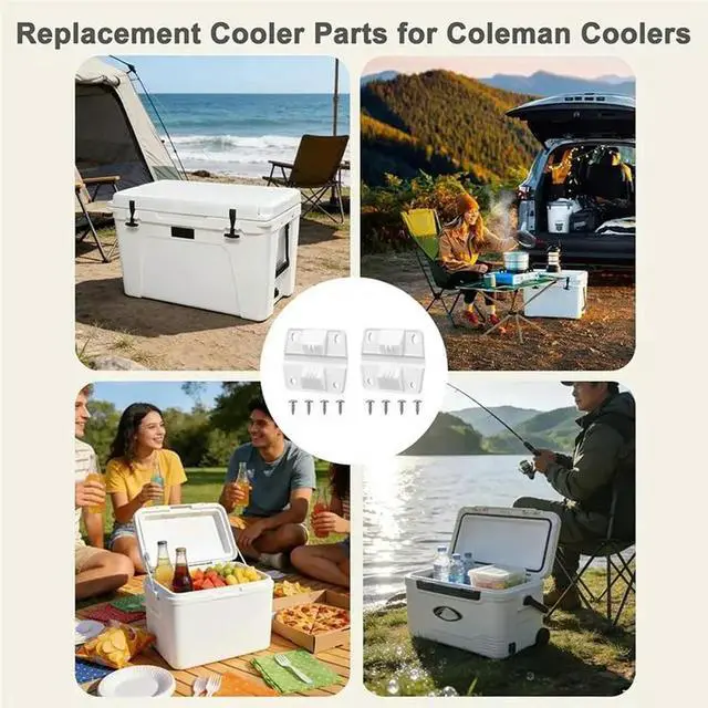 Alt view image 3 of 6 - Cooler Hinges For Coleman Cooler Hinges Easy No-Drill Install.Durable Hinges. Restores Cooler For Camping, Fishing