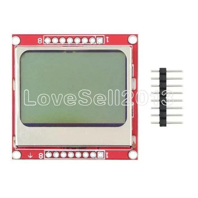 Alt view image 2 of 3 - Electronics 84x48 84*48 5100 LCD Module With White Blacklight Adapter PCB LCD5100