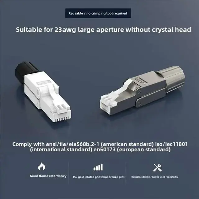 Alt view image 3 of 6 - Cat 7 Crystal Head Cat 7 Shielded Crystal Head 10 Gigabit Cat 7 Crystal Head For PCB