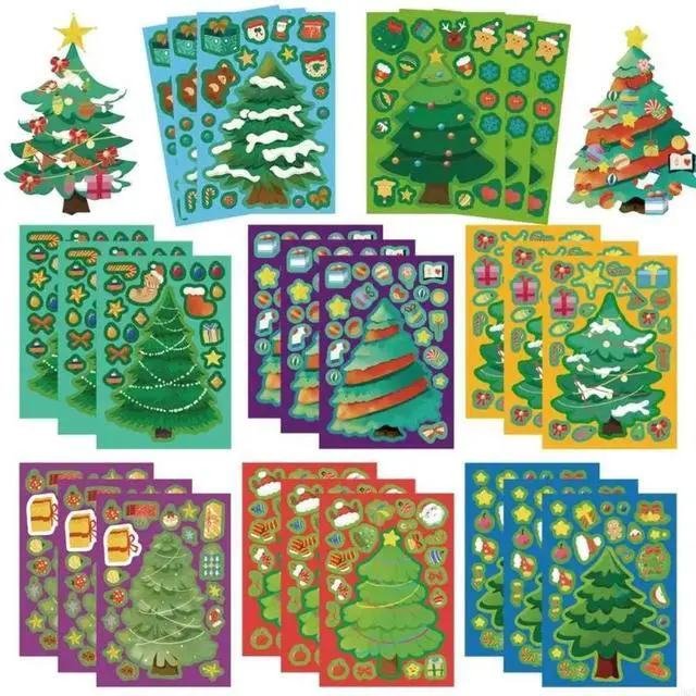 Alt view image 4 of 6 - 2025 Holiday Puzzle Stickers For Tablets 24PCs Christmas Tree PVC Decals Removable