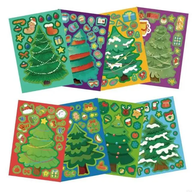 Alt view image 6 of 6 - 2025 Holiday Puzzle Stickers For Tablets 24PCs Christmas Tree PVC Decals Removable