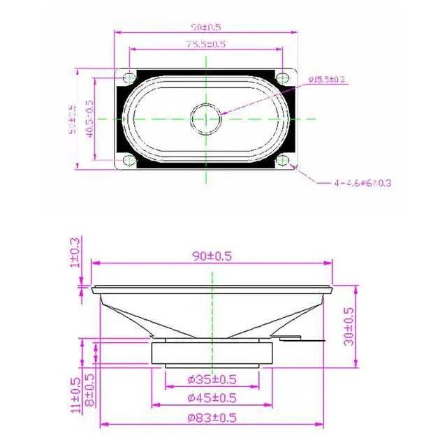 Alt view image 2 of 3 - 8Ohm 5W speaker Full-range 50*90mm waterproof speaker External Magnet