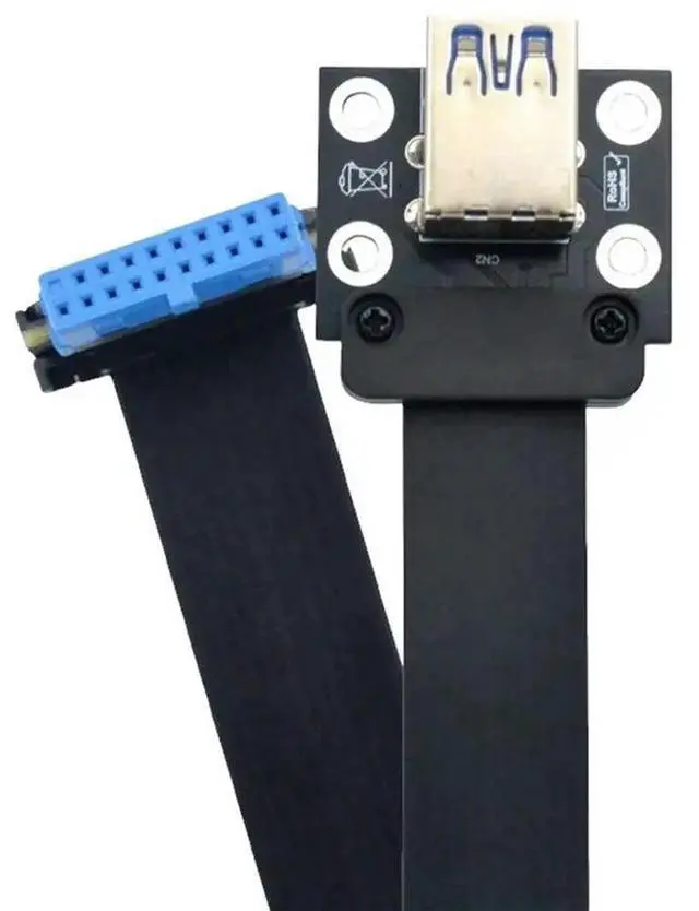 Main image of USB 19P/20Pin To Dual USB3.0 Adapter- Extension Cable Dual USB-A Female Socket 90-Degree Design 20CM For Motherboard