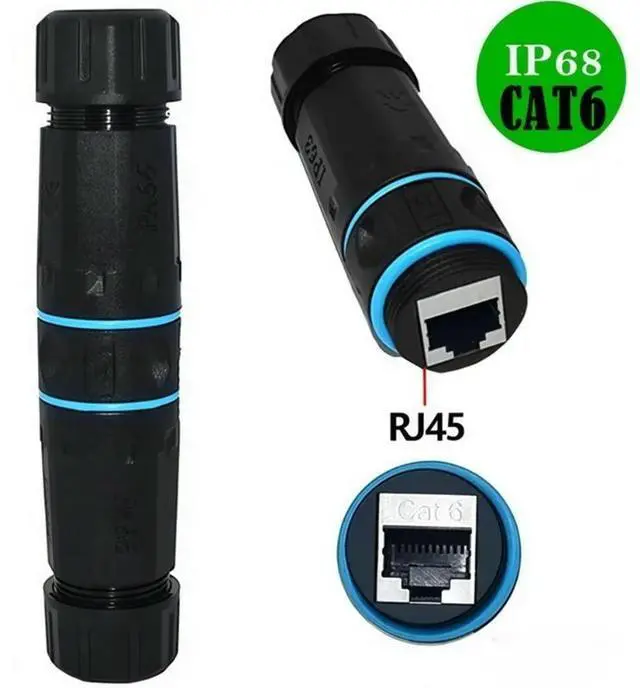 Main image of RJ45 Waterproof Connector IP68 Waterproof Shielded Cat6 Ethernet LAN Cable Connector Network Cable Outdoor LAN Coupler Adapter