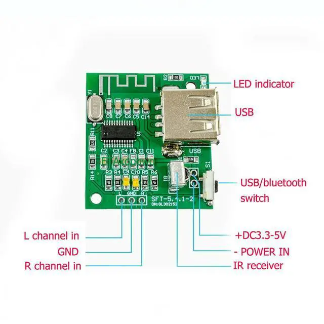 Alt view image 2 of 3 - bluetooth 5.4 audio receiver module 2.0 stereo sound 10-meter transmission