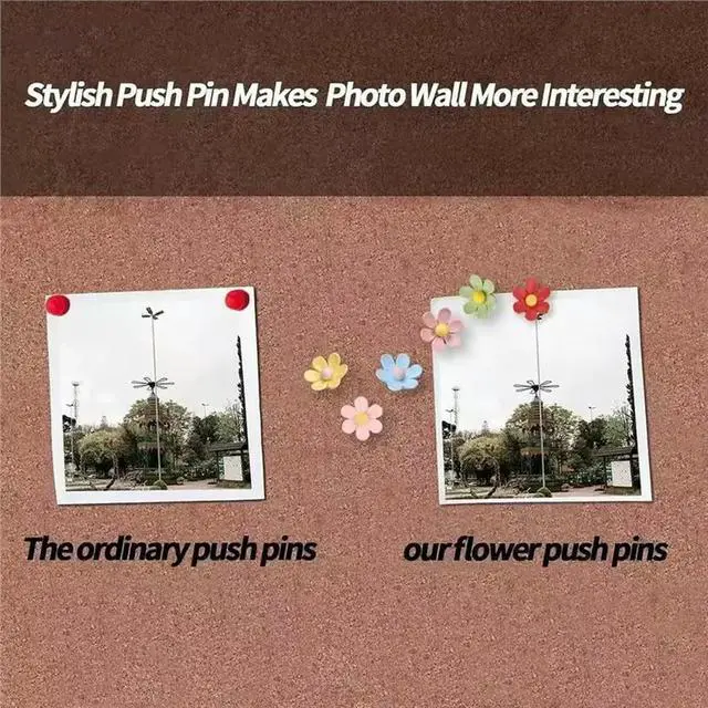 Alt view image 2 of 3 - For Classroom For Work 50 Pcs Cute Decorative Flower Push Pins For Bulletin Board, Cork Board Thumbtacks