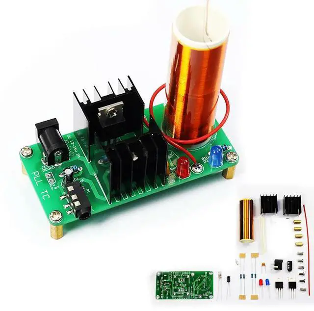 Main image of diy electronic musical tesla coil kit 18V 2A with 3.5mm audio connector diy soldering project physics experiment