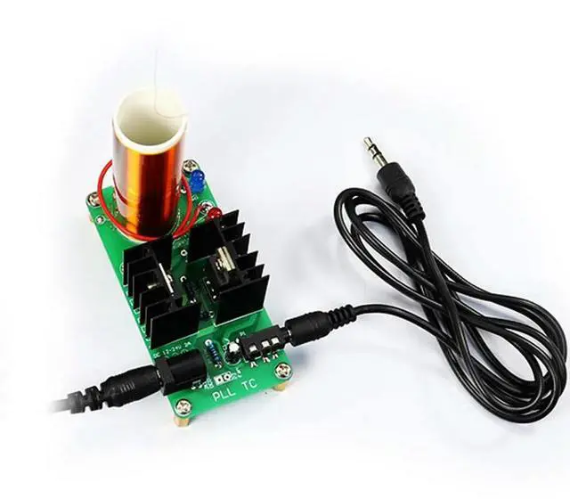 Alt view image 3 of 3 - diy electronic musical tesla coil kit 18V 2A with 3.5mm audio connector diy soldering project physics experiment