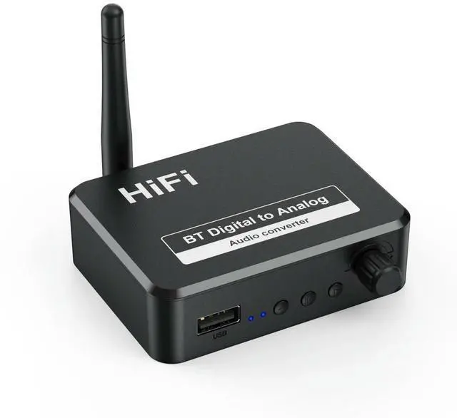 Alt view image 3 of 3 - DAC Bluetooth 5.0 Audio Receiver Digital to Analog Converter 3.5mm AUX RCA L/R U-Disk Optical Stereo Hifi 2 in1 Adadper