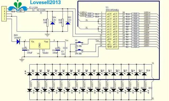 Alt view image 2 of 3 - MCU Adjustable Display Pattern LED VU Meter Level Indicator 16 LED Dual Channel