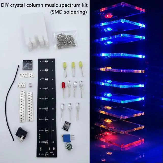 Main image of DIY electronic kit 10 segment led music spectrum Acrylic display voice control soldering project for learning