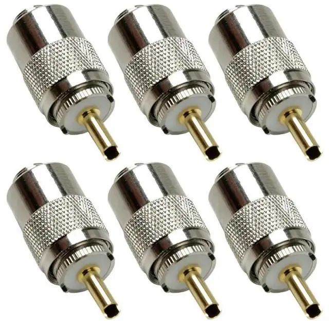Main image of PL-259 PL259 6-Pack Coax Connectors 50 Ohm UHF Male Solder Plug With Reducer For RG8X RG59 RG8 RG213 LMR240