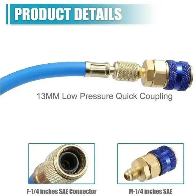 Alt view image 2 of 3 - R-134A Low Side Quick Coupler Adapter 1/4 SAE Car A/C Oil And Dye Injector, Explosion-Proof Refrigerant Filling Tool