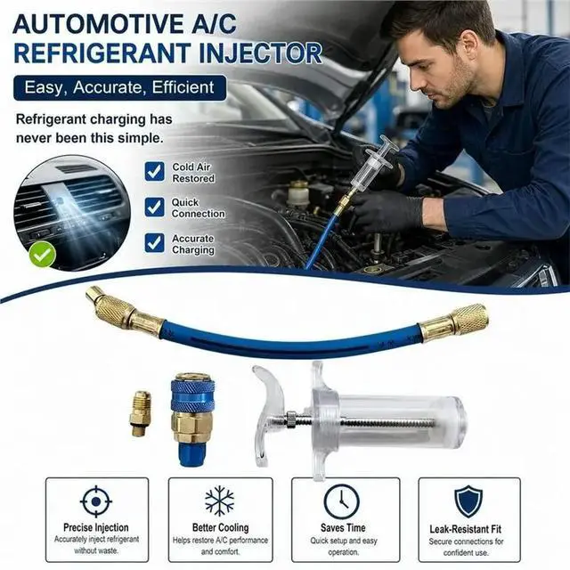 Alt view image 3 of 3 - R-134A Low Side Quick Coupler Adapter 1/4 SAE Car A/C Oil And Dye Injector, Explosion-Proof Refrigerant Filling Tool