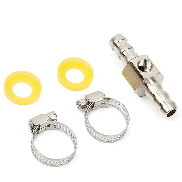 Alt view image 2 of 3 - 2Pcs 3/8 Inch Fuel Line Pressure TFitting Adapter For Fuel Pressure Gauge Sensor Barbed Push Lock T-Fitting Adapter