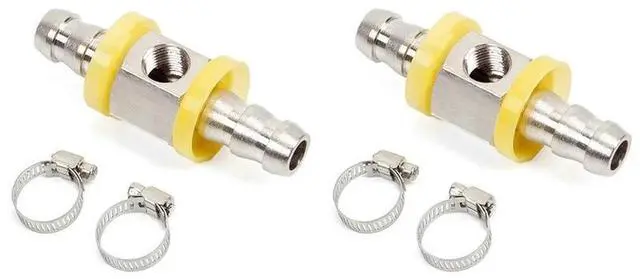 Main image of 2Pcs 3/8 Inch Fuel Line Pressure TFitting Adapter For Fuel Pressure Gauge Sensor Barbed Push Lock T-Fitting Adapter