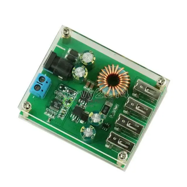 Alt view image 3 of 6 - DC DC 7V-60V to 5V 5A 4 Four USB Output Buck Converter Board Step Down Power Supply Module Car Charger High Speed For