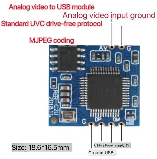 Main image of 1PCS Analog AV Video to Digital USB Camera Module CVBS to USB Chip For UVC Drive-free