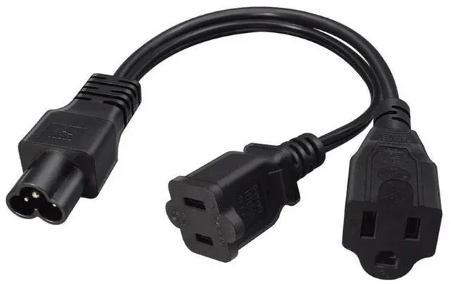 Main image of 2025 Y Shaped Power Splitter Connector Cord IEC320 Male To NEMA 1 15R And 5 15R Female 30cm