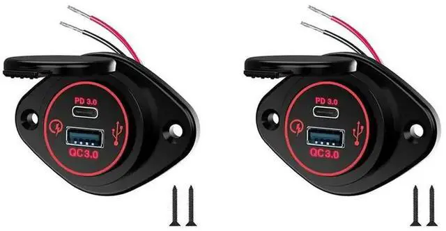 Main image of 2X Modified Multifunctional Car Phone Waterproof Car RV Yacht QC PD Dual QC3.0 USB Fast Charging,Red Display