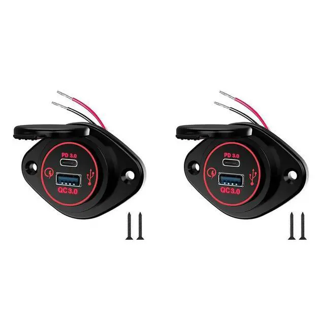 Alt view image 3 of 6 - 2X Modified Multifunctional Car Phone Waterproof Car RV Yacht QC PD Dual QC3.0 USB Fast Charging,Red Display