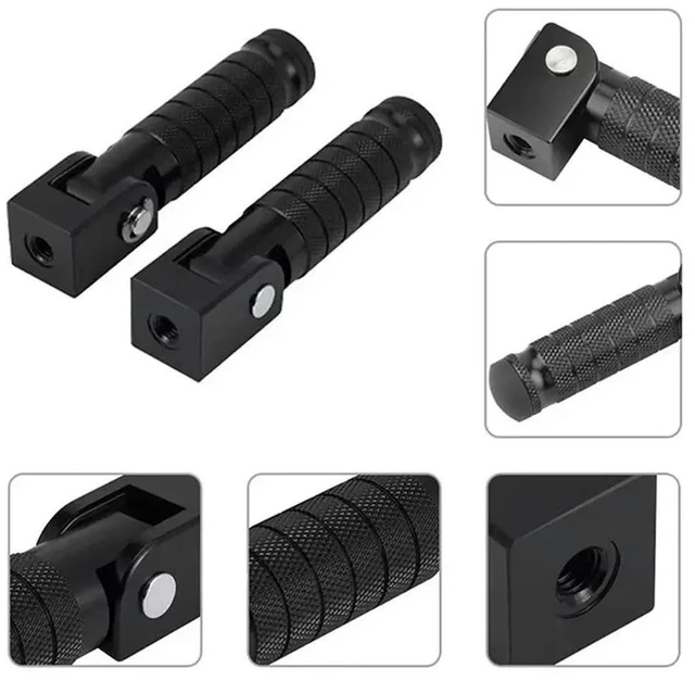 Alt view image 2 of 3 - M8 Screw Motorcycle Rear Footrest Pedal Foldable Aluminum Alloy Back Footpegs Motorcycle Footrests