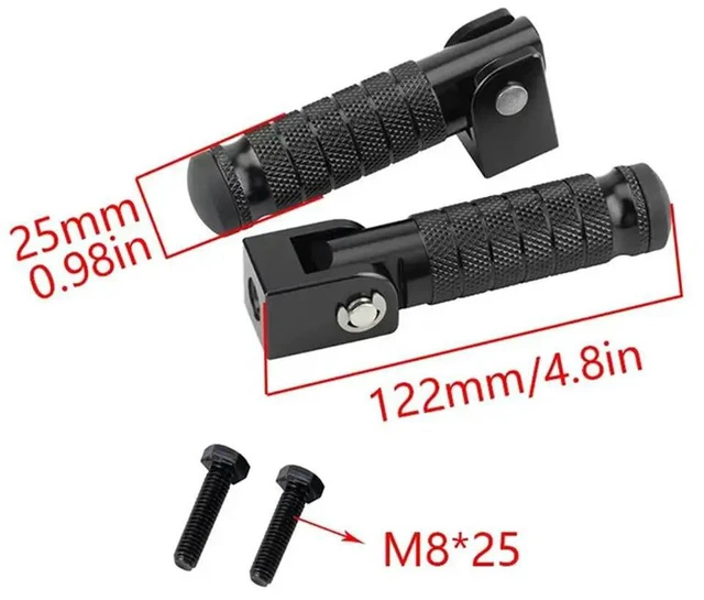 Alt view image 3 of 3 - M8 Screw Motorcycle Rear Footrest Pedal Foldable Aluminum Alloy Back Footpegs Motorcycle Footrests
