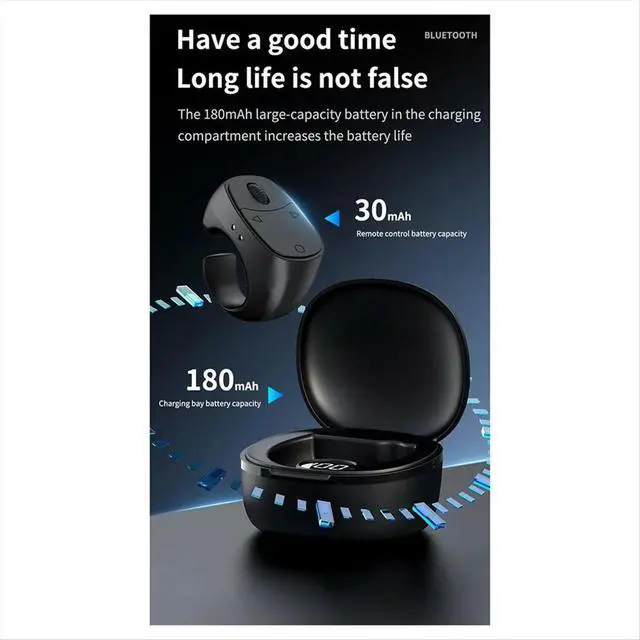 Alt view image 3 of 6 - JX-12 Roller Fingertip Ring Remote Control Bluetooth Mobile Selfie Mice Video Automatic Page Turner Browsing